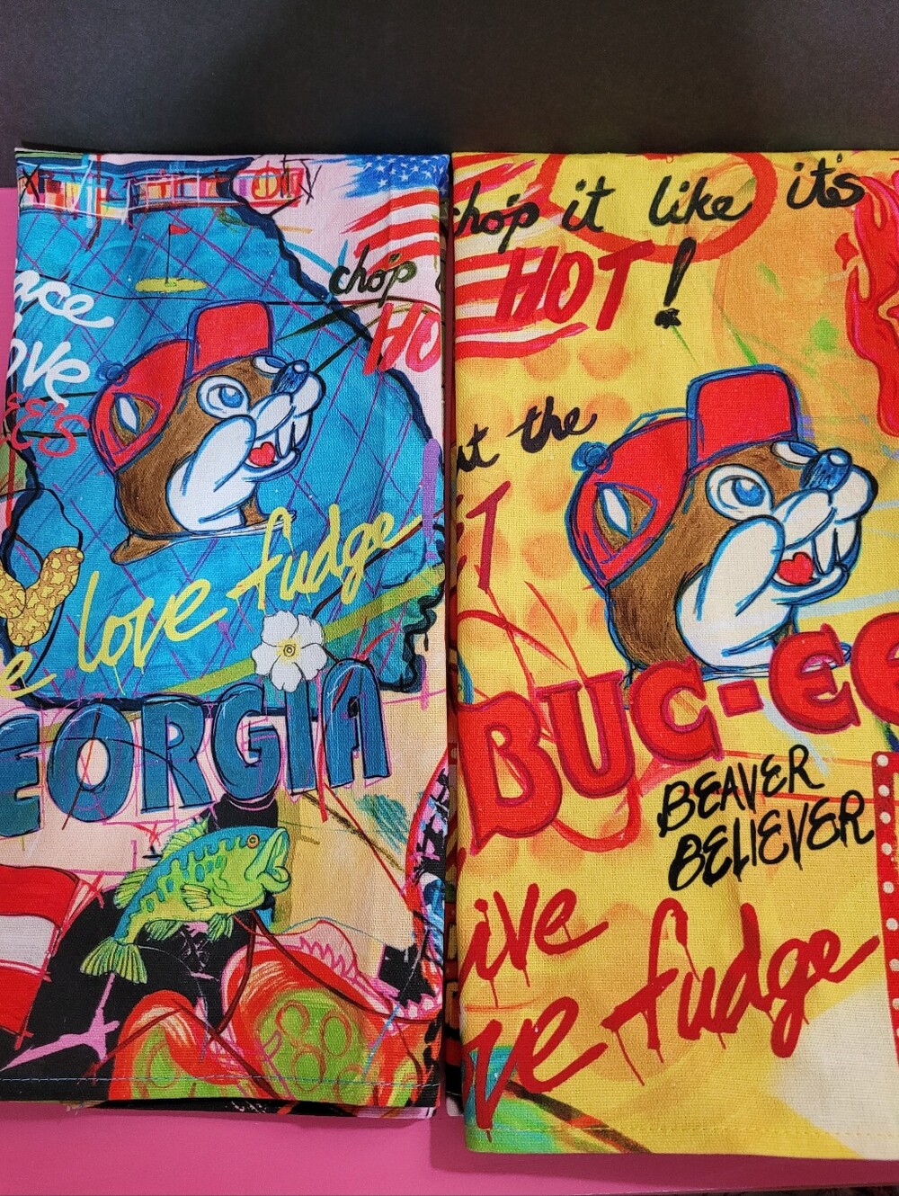 Buc-ee's 100% Cotton Kitchen Towels Set Of 2 Georgia & BBQ New (1690)